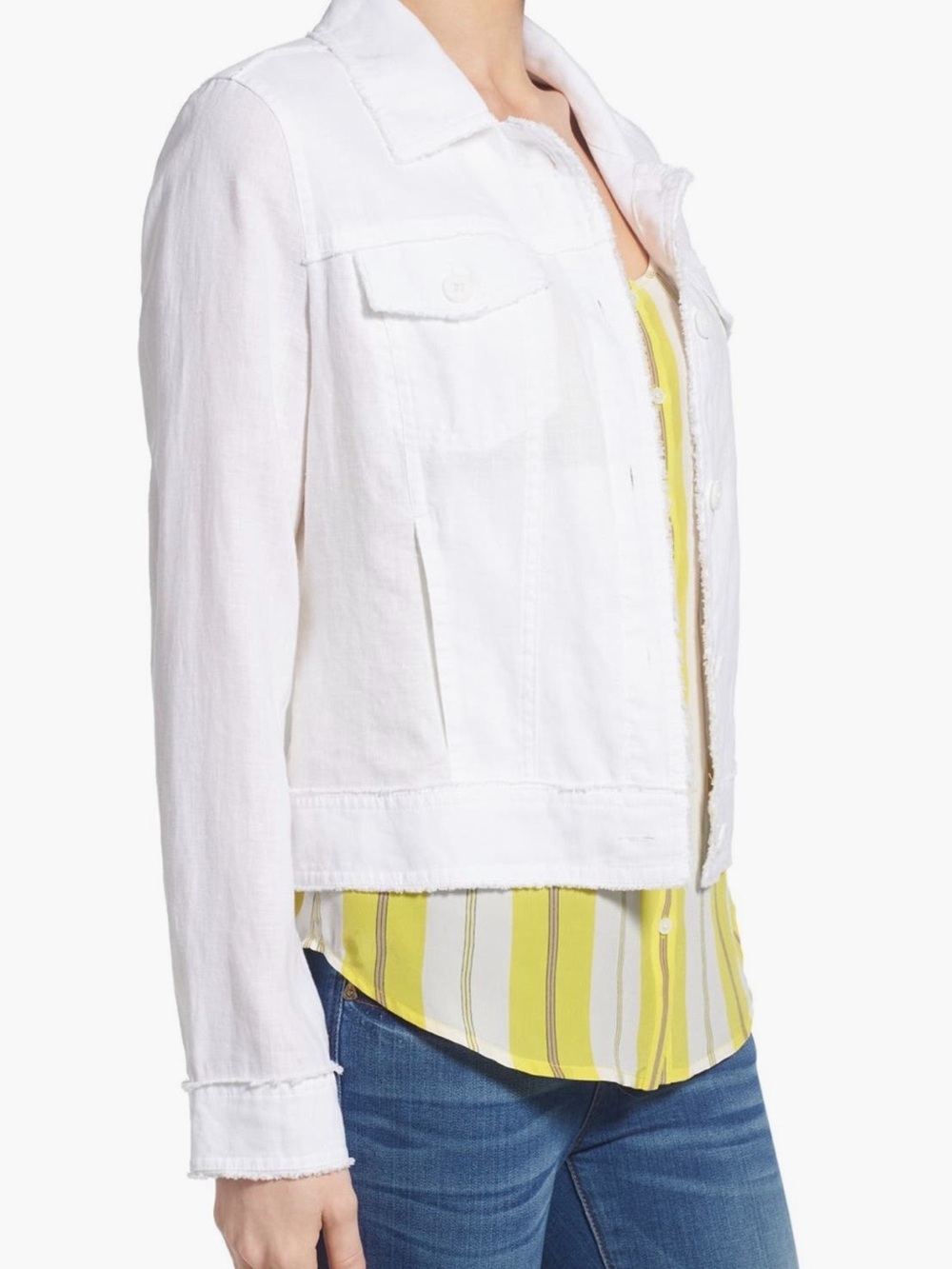 Tommy Bahama Women's Two Palms Linen Raw Edge Jacket in White - Picture 8 of 11